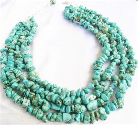 Multi Strand Turquoise Nugget Necklace By Wildflowersandgrace