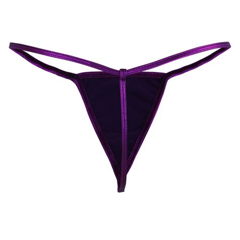 Sexy Purple Low Waist Faux Leather Thong Night Club T Back Pt16581