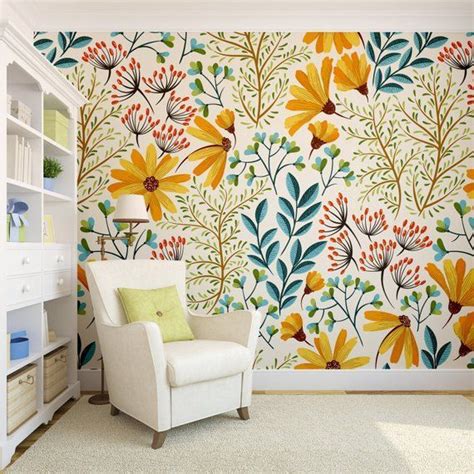 You peel the backing off and apply it to. Removable Wallpaper Colorful Floral | Wallpaper, Peel and ...