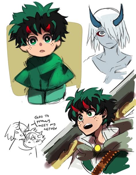Just Random Sketches Of Half Demon Izuku And Full Demon One For All