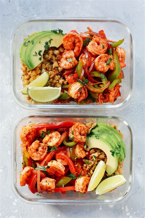 Sooo easy to make and double or triple if needed. Low-Carb Shrimp Fajita Meal-Prep Bowls (Whole30, Paleo ...