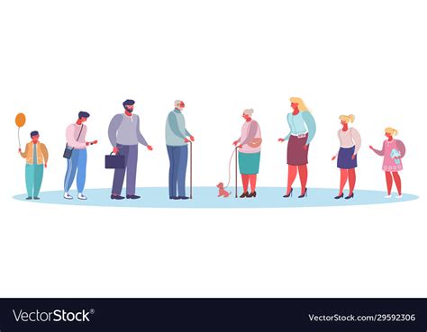 People Different Ages Flat Style Design Royalty Free Vector