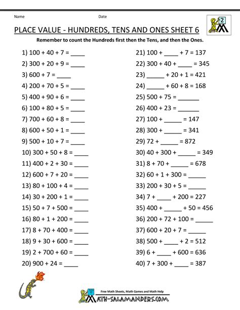 These collection of math tens and ones worksheets first grade is really good worksheet for your child. Second Grade Place Value Worksheets