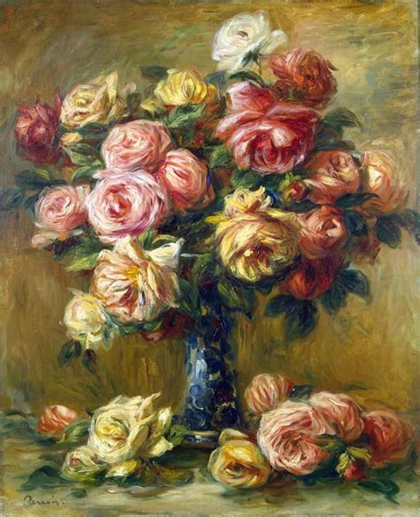 Rosas Em Um Vaso 1919 De Pierre Auguste Renoir Tela Para Quadro Na
