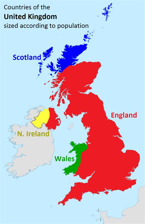 Information on counties in england, uk. Countries of the UK sized according to population [1368 x ...