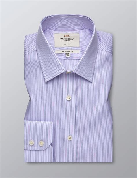 Men S Formal Pink Blue Fine Stripe Extra Slim Fit Shirt Single Cuff