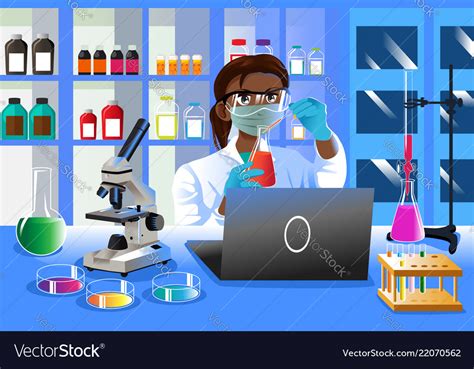 Female Scientist Working In Lab Royalty Free Vector Image