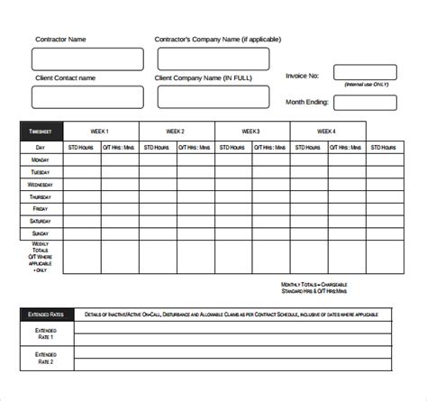 8timesheet Invoice Templates And Samples Doc Pdf