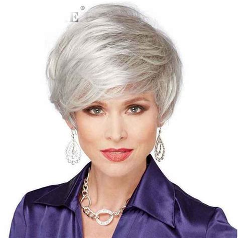 Fixsf551 New Design Short Gray White Straight Hair Wigs For Women Wig