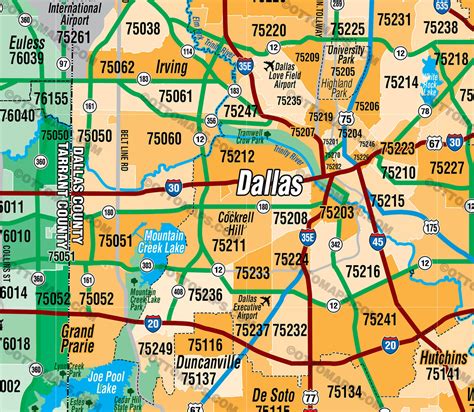 Dallas Fort Worth Zip Code Map Counties Colorized Otto Maps
