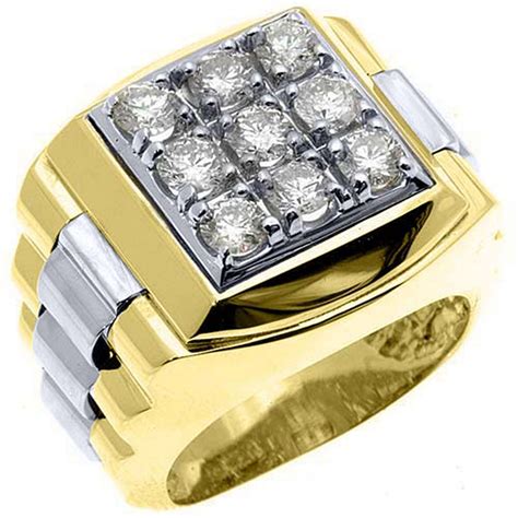 Thejewelrymaster Mens Ring Two Tone Gold Square Diamond Ring 175 Carats
