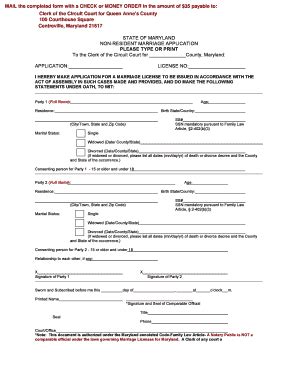 Maryland has 23 offices where a marriage license can be acquired. Maryland waives in-person requirement for marriage ...