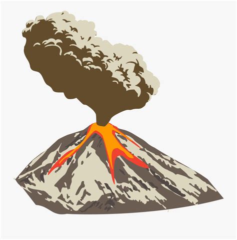 Erupting Volcano With Ash Plume And Lava Flow Clip