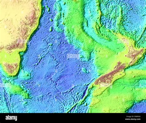 Tasman Sea Floor And Land Relief Map Stock Photo Alamy