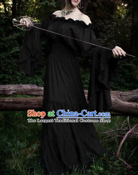 western halloween cosplay princess black dress european traditional middle ages court costume