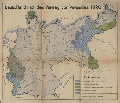 (vergleiche die dem gegenwärtigen vertrage als anlage unter nr. Deutschland-Karte Versailles 1920 | Versailles ...