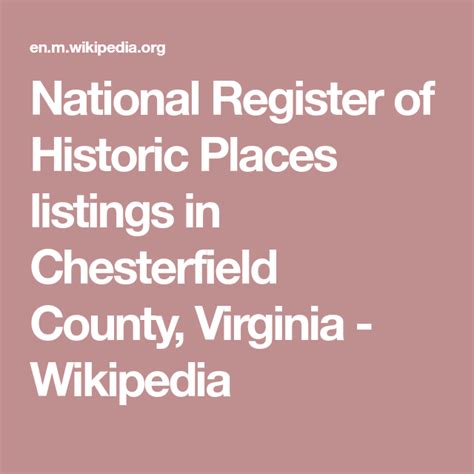 National Register Of Historic Places Listings In Chesterfield County