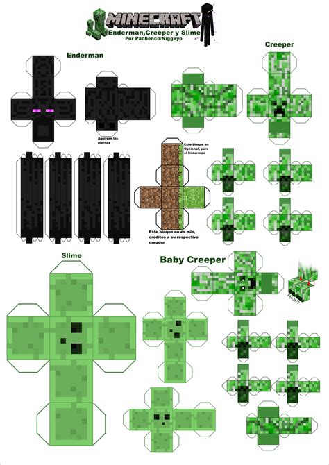 Minecraft Papercraft Slime Minecraft Papercraft Texturas Y Accesorios