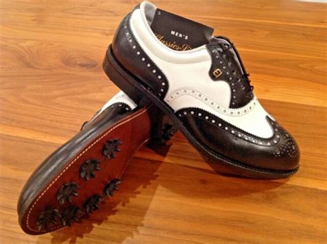 Vintage Footjoy Classics Lites Mens Leather Golf Shoes Black And White 7