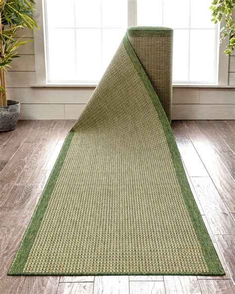 Well Woven Odin Custom Size Indooroutdoor Runner Solid And Striped Green