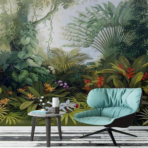 Custom Size Mural Wallpaper Tropical Rainforest Landscape Bvm Home