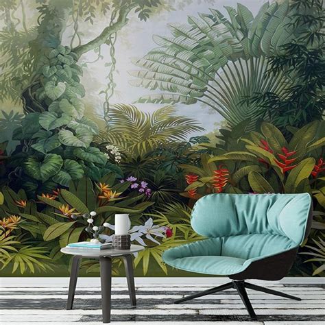 If everything is ok, you can place order. Custom Size Mural Wallpaper Tropical Rainforest Landscape ...