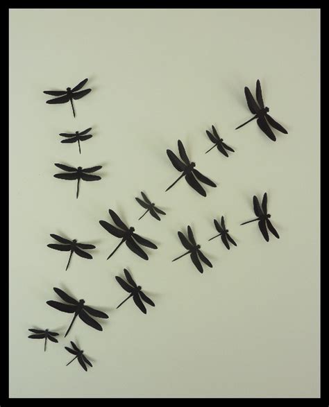 3d Wall Dragonfly 20 Assorted Black Dragonflies Silhouettes Etsy