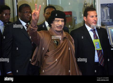 Libyan Leader Muammar Gaddafi Arrives Hi Res Stock Photography And