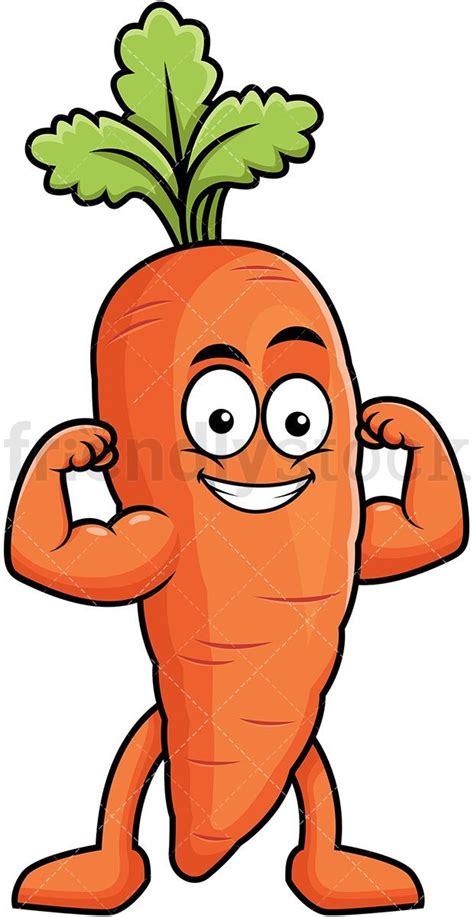 Carrot Mascot Flexing Its Muscles Vegetable Cartoon Fruit Cartoon