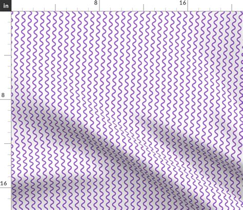 Purple Curved Zig Zag On White Fabric Spoonflower