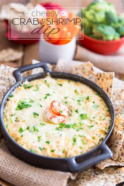 Combine the first 5 ingredients in a large bowl. Cheesy Crab & Shrimp Dip • The Healthy Foodie