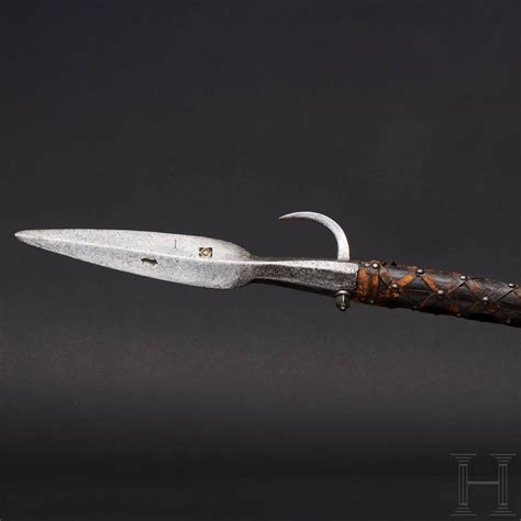 German Boar Spear Of Steel Leather And Oak Circa 1500 1520 From