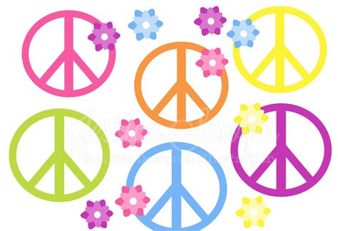 Six Peace Signs With Flowers In The Middle And Four On Each Side All