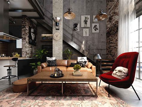 Rich Industrial Style Unites Jewel Colours With Exposed Brick Walls