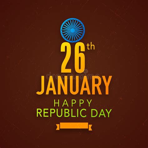 Indian Republic Day Celebration Poster Design With Ashoka Wheel Stock