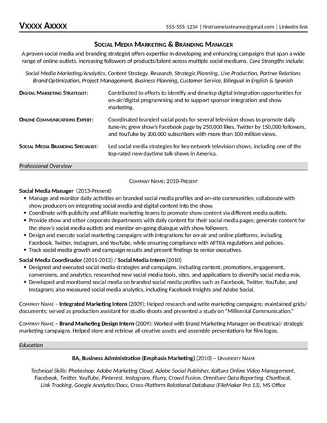 Social media marketing manager resume samples | examples. Social Media Marketing Resume