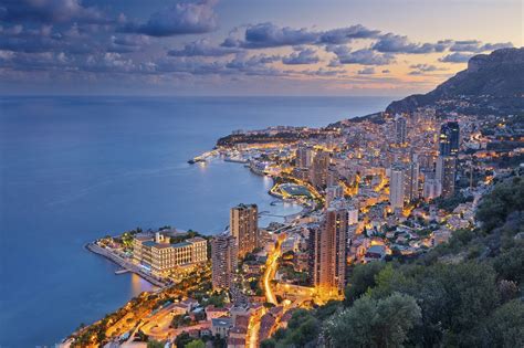 Sea Panoramas Night City Monaco Sky Lights Wallpapers Hd