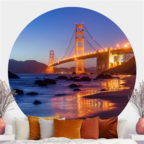 Golden Gate Bridge Am Abend Fototapete Rund Selbstklebend Bilderwelten