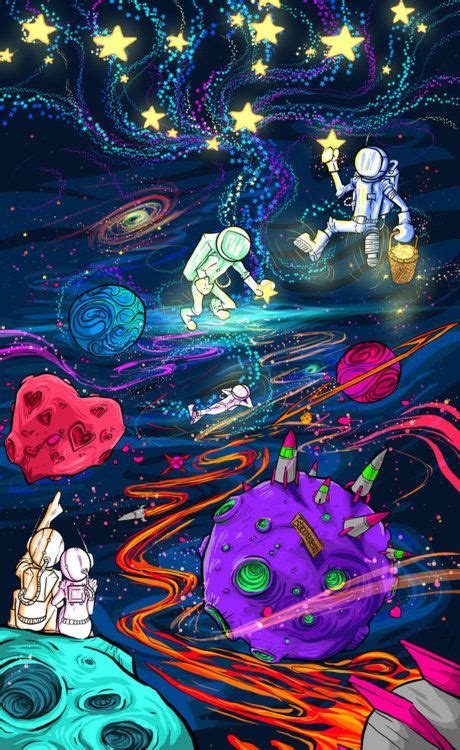 Among The Cosmos Space Drawings Psychedelic Art Trippy Wallpaper