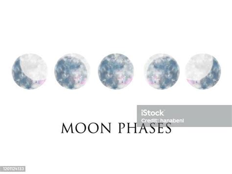 Fase Bulan Ilustrasi Stok Unduh Gambar Sekarang Lukisan Cat Air
