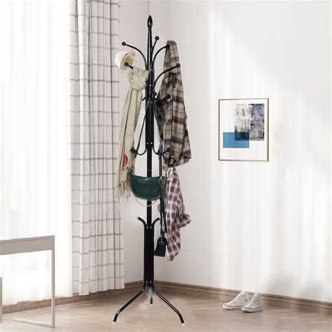 S Morebuy Coat Rack Stand 16 Hooks Tree Standing Coat Jackets Hanger