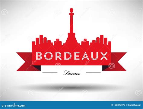 Bordeaux Skyline With Typographic Design Stock Vector Illustration Of