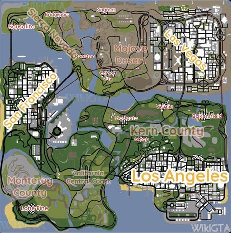 Updated Map Of Gtasan Andreas With Real Life Locations Included