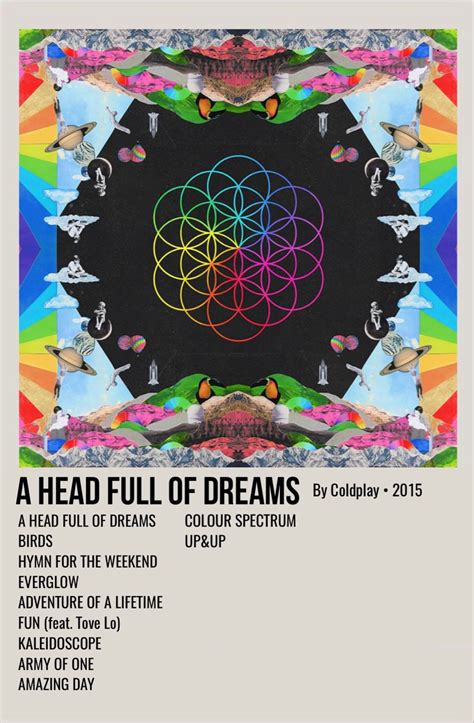 A Head Full Of Dreams Coldplay Poster Coldplay Album Cover Coldplay