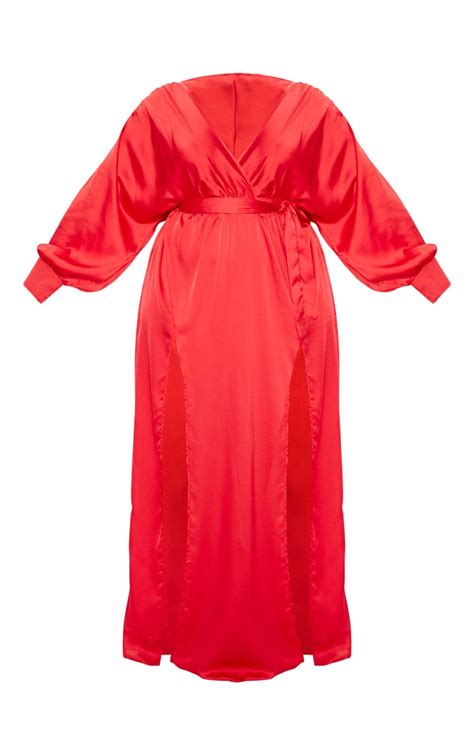 plus red kimono maxi dress plus size prettylittlething