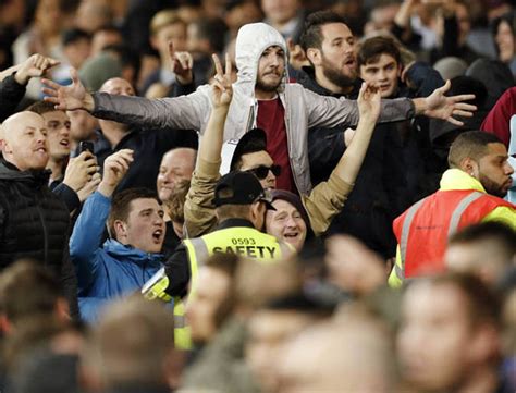 West Ham And Chelsea Violence Video Fans Clash At Olympic Stadium Uk News Uk