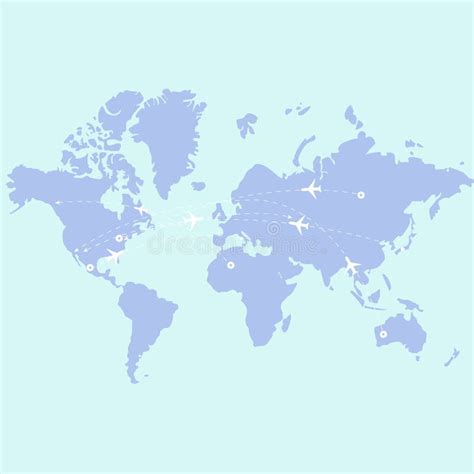 Vector World Map With Planes Geography Europe Travel Flat Design