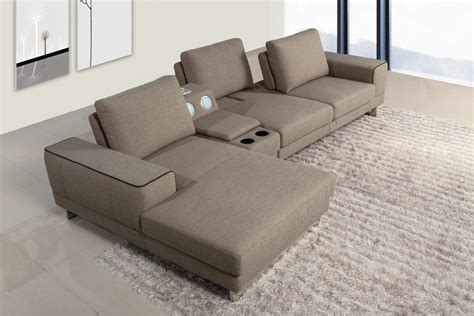 Click the images below for additional product information. Gatsby Modern Fabric Sectional Sofa w/ Beverage Console ...