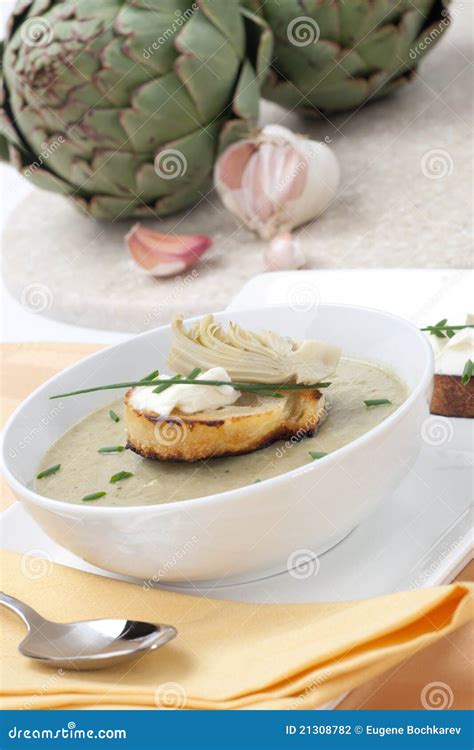 Creamy Artichoke Soup Stock Photo Image Of Vegetable 21308782