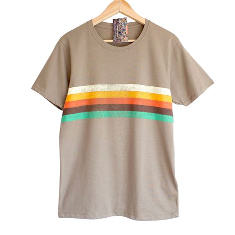 Retro Stripes T Shirt 100 Organic Cotton T Shirt Hand Etsy
